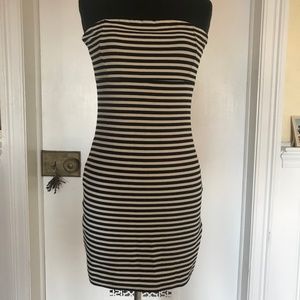 Stripped Strapless Body Con